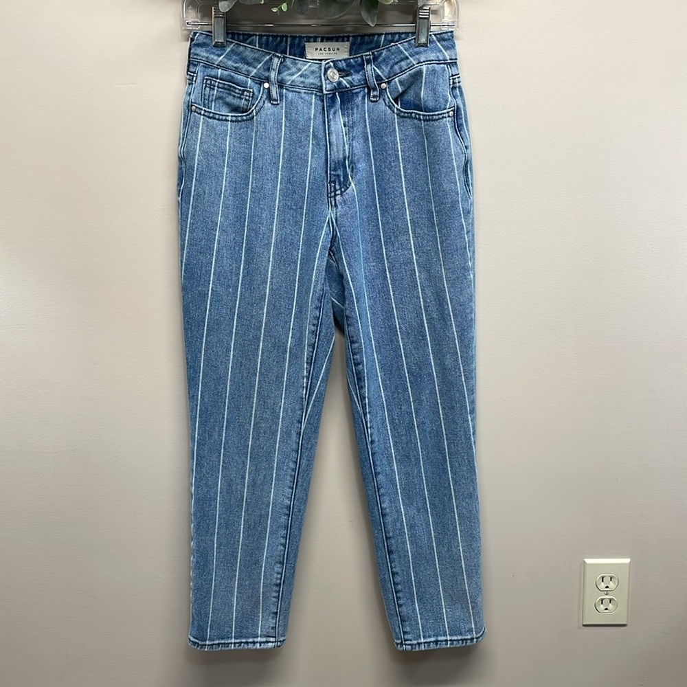 Pacsun Striped High Rise Mom Jeans 25